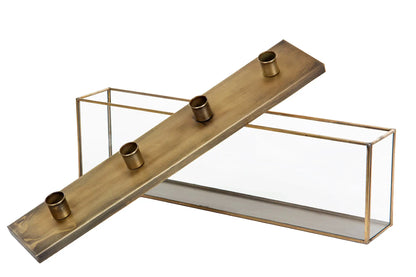 Ljusstake Glasbox Antik Mässing
45 cm