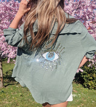 Cargar imagen en el visor de la galería, Bomullsskjorta Glitter Öga Grön
