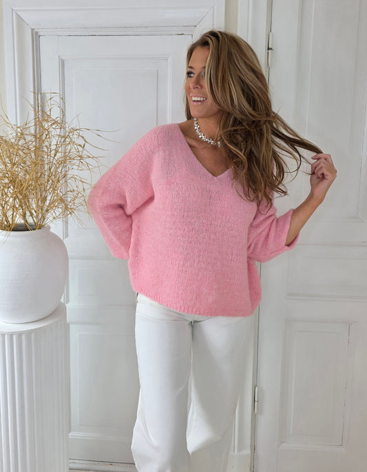 Mysig tröja Malina Bubbelgumsrosa