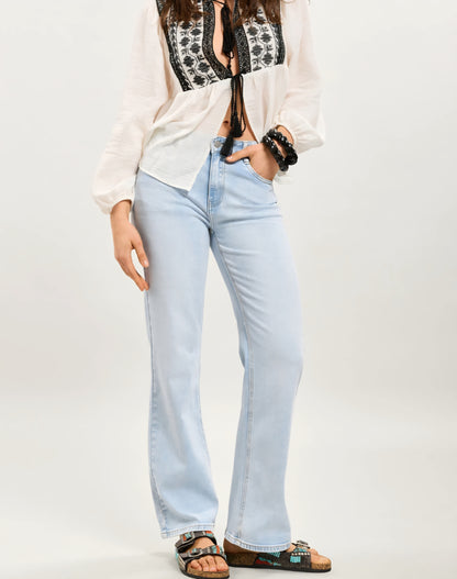 Toxik raka stretchjeans i ljus tvätt