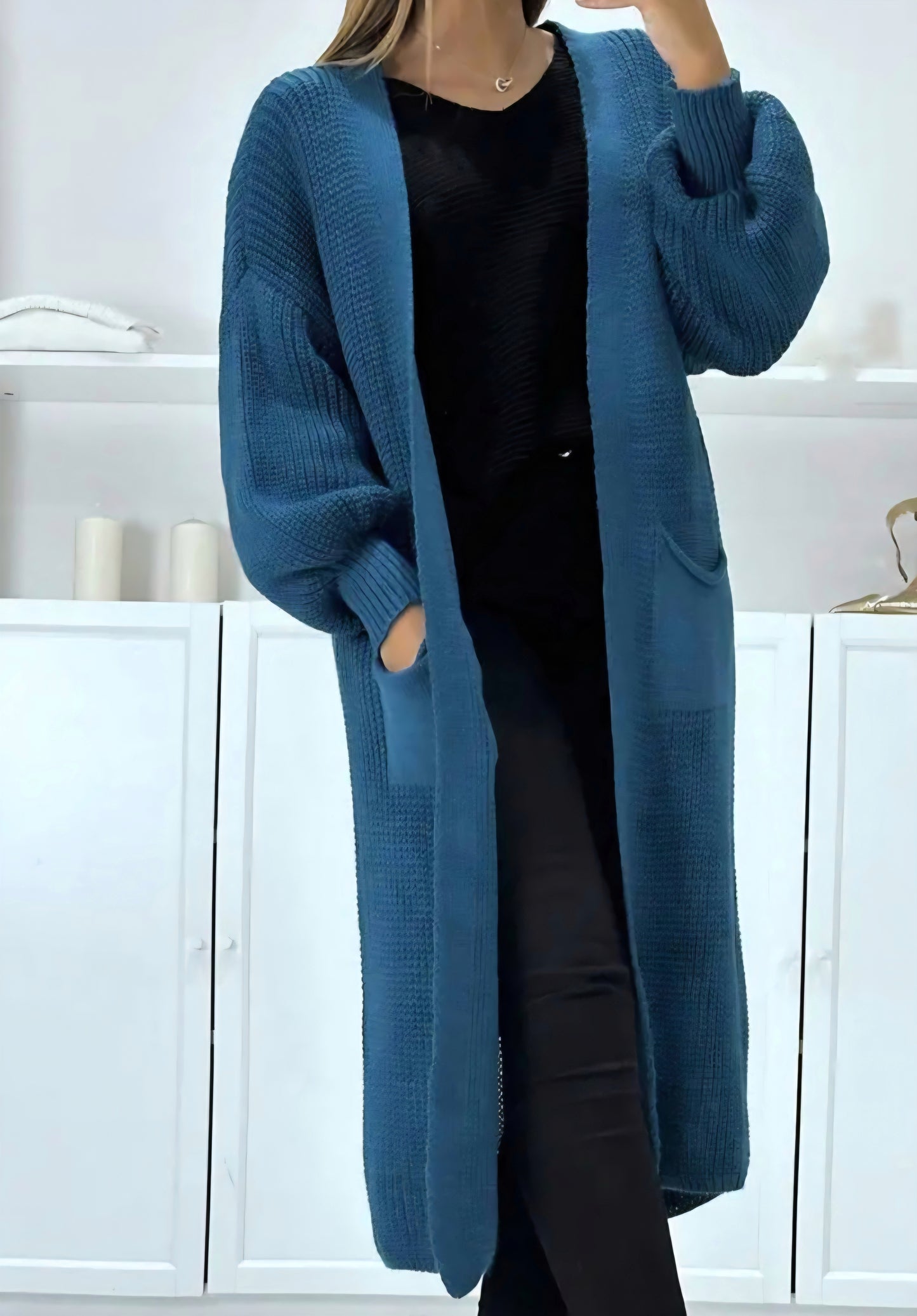 Cardigan lång Penny Petrolblå