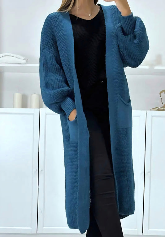 Cardigan lång Penny Petrolblå