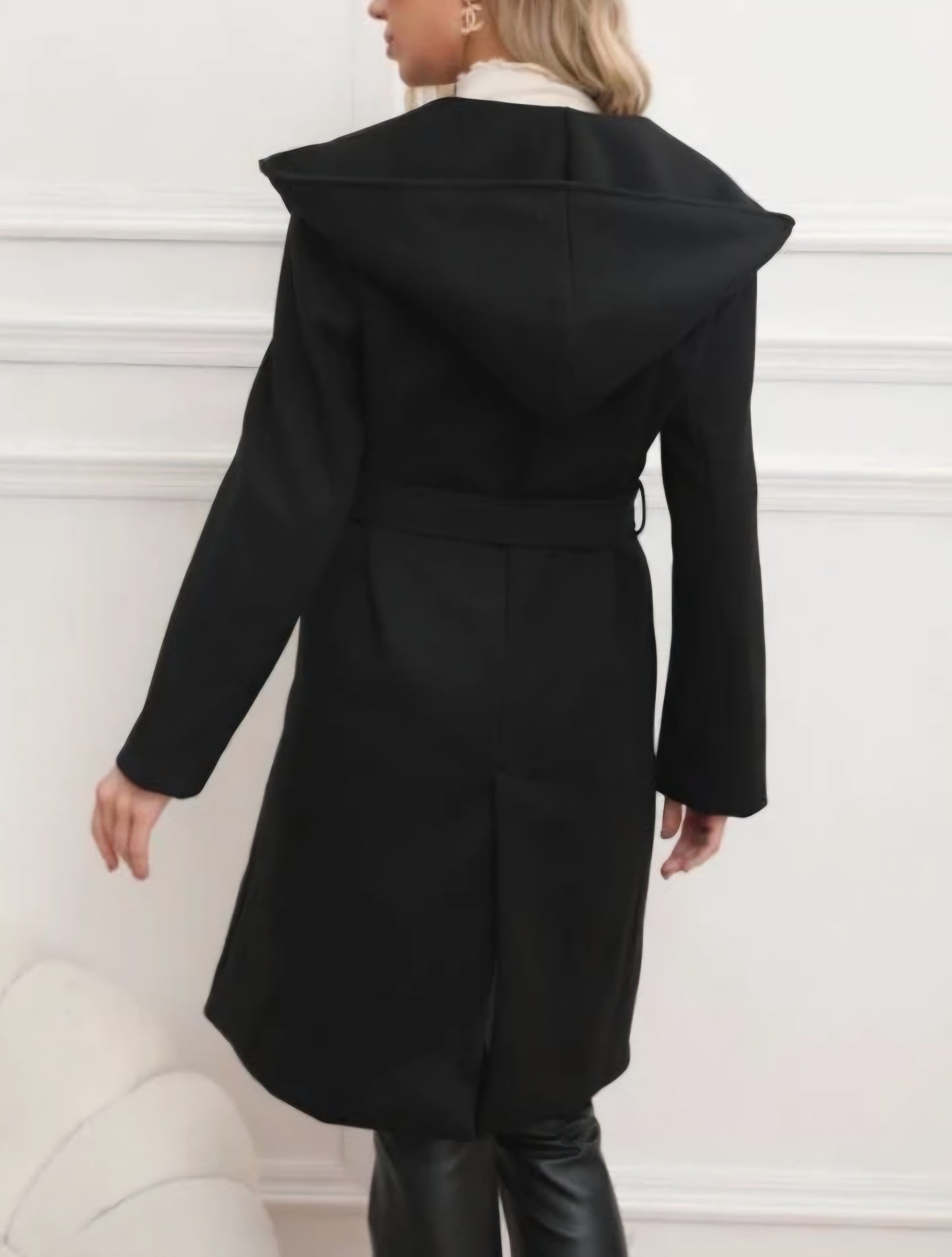Trenchcoat med huva Svart