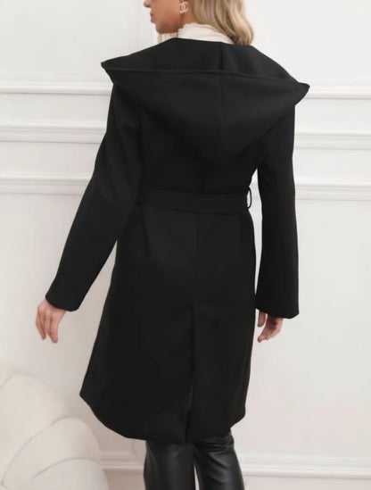 Trenchcoat med huva Svart