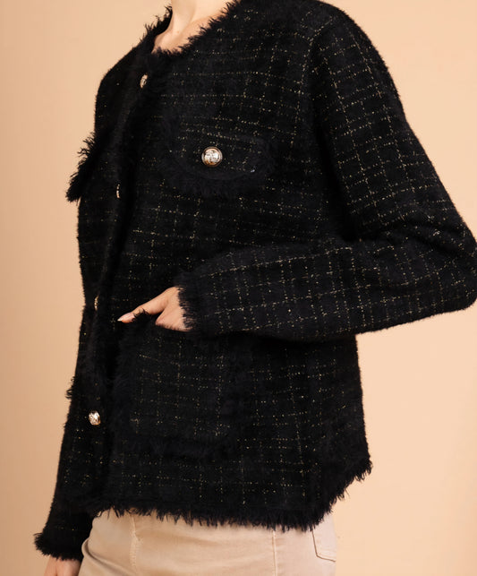 Tweed jacket/kofta Svart