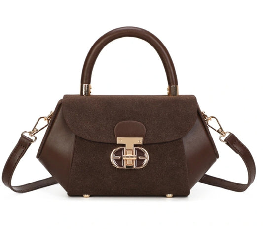 Gallantry två material handväska Brun