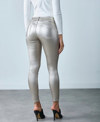 Toxik konstläder stretch byxa Champagne