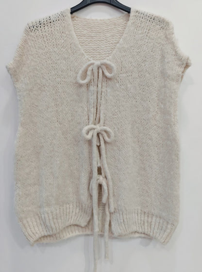 Väst med knyt Offwhite