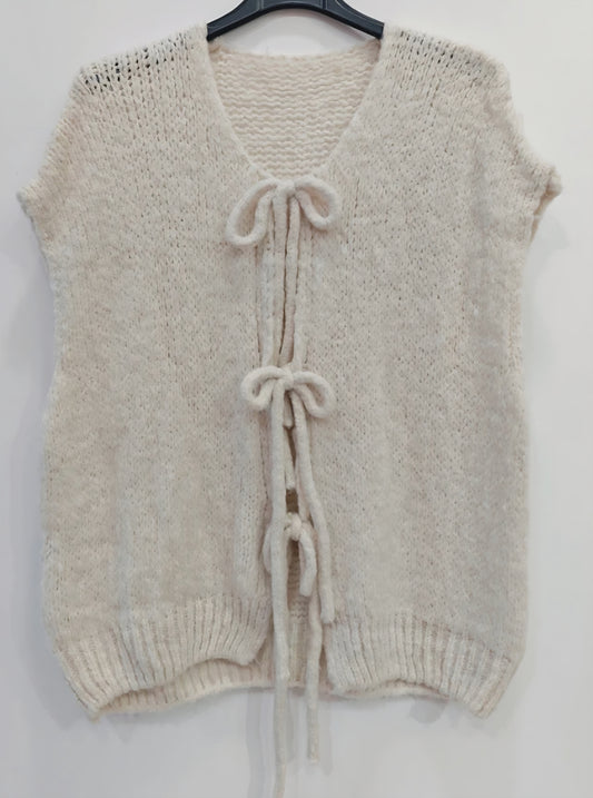 Väst med knyt Offwhite