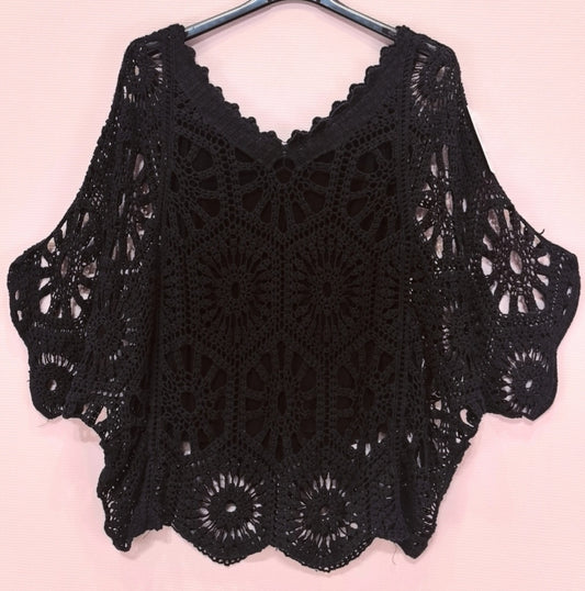 2-delad virkad topp Svart