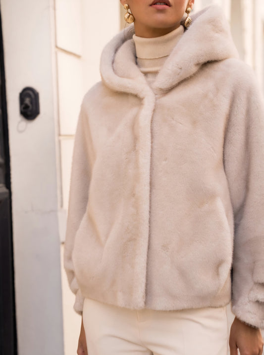 Kort kappa fuskpäls Beige