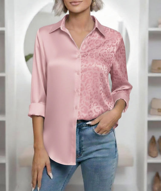 Tryckt skjorta Rosa leopard