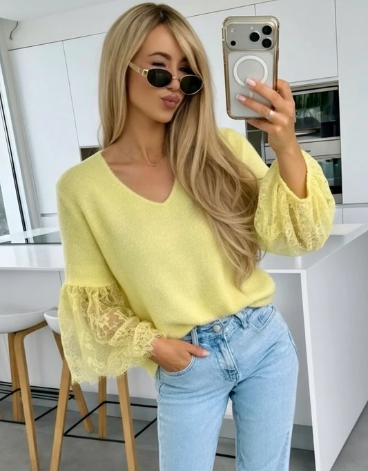 Mycket mjuk babyalpackatröja Gul