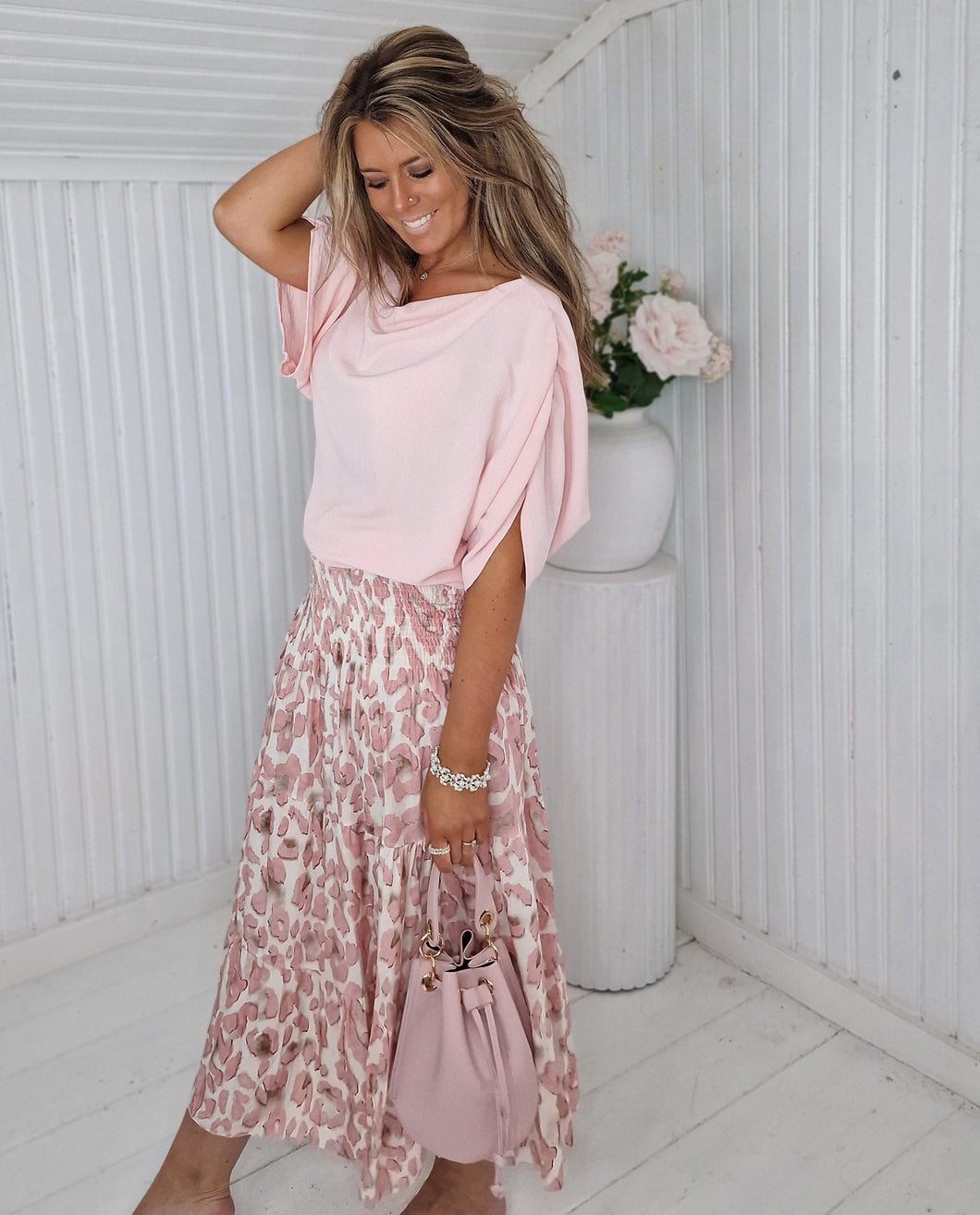 Smockkjol Ally Leopard Rosa