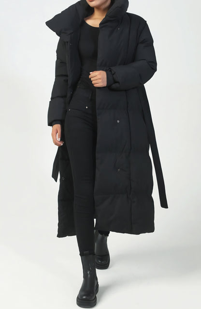 Lång jacka med krage Sanna, Svart