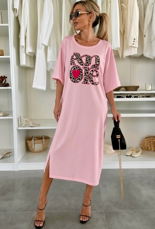 Amore t-shirtklänning Rosa