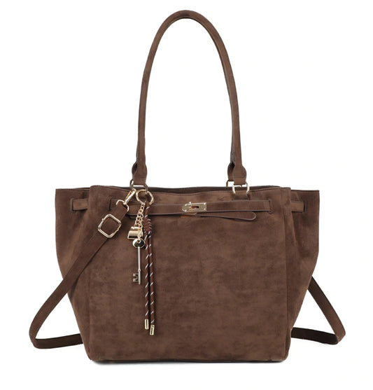 Gallantry tote-väska i mocka med berlock Brun