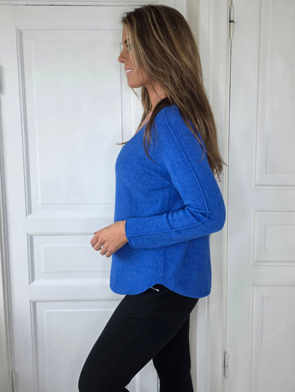 Sömlös stickad tröja Blå