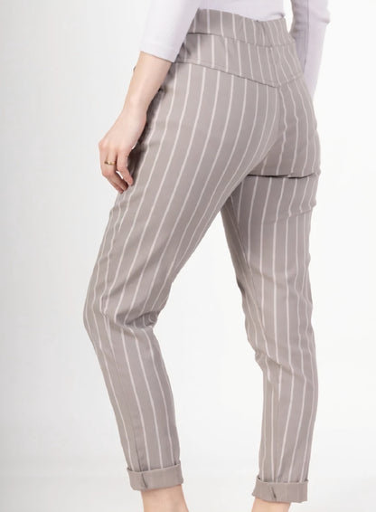 Mirakel byxor Randig Taupe