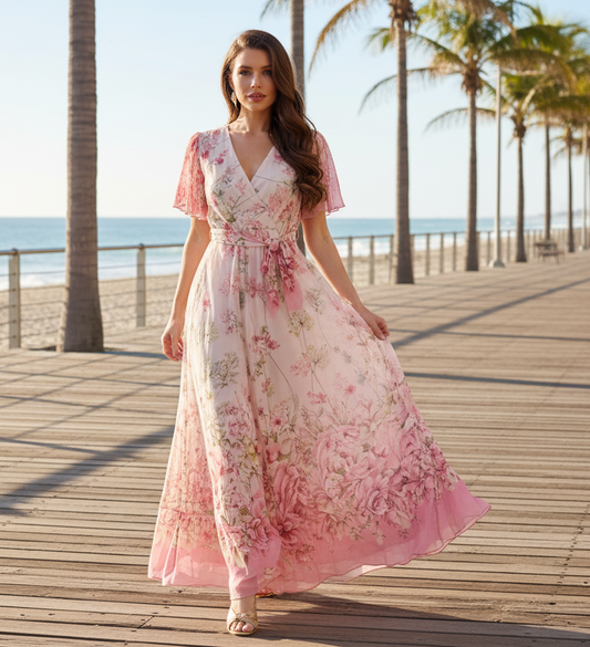 Blommig klänning Rosa