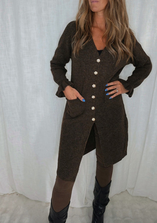Cardigan klänning Brun