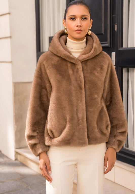 Kort kappa fuskpäls Camel