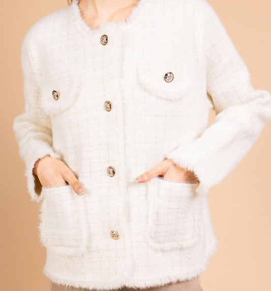 Tweed jacket/kofta Vit