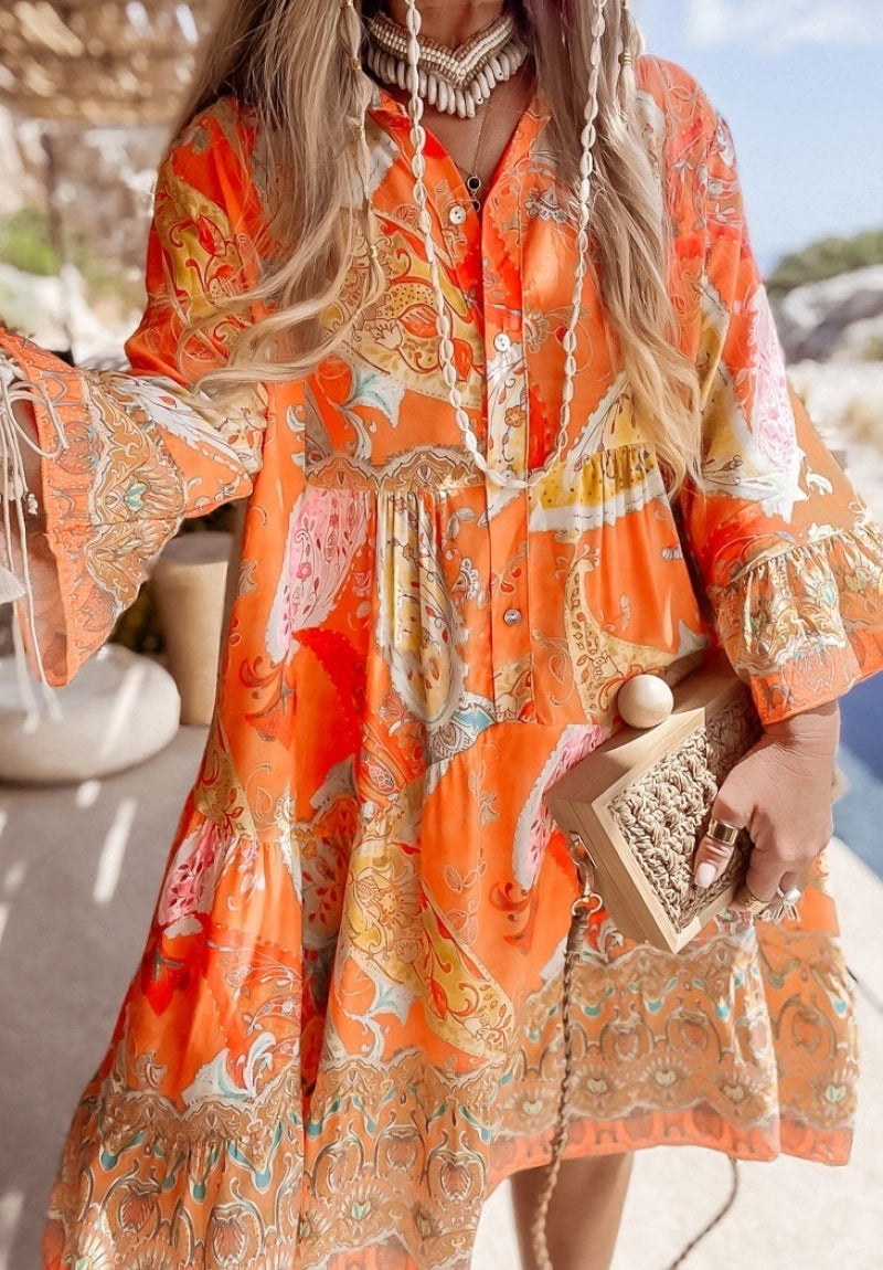 Viskos klänning Isabella Orange