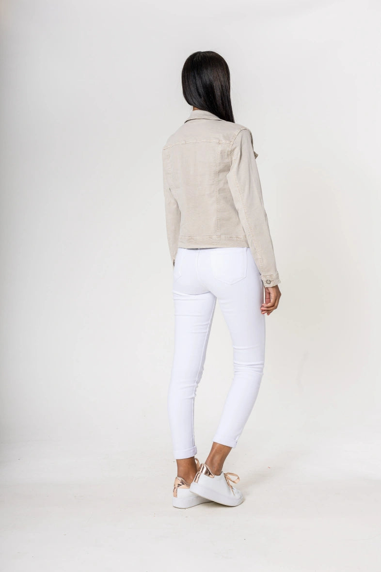 Klassisk stretch jeansjacka Beige