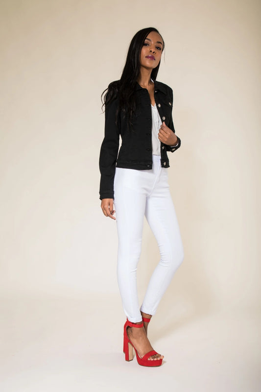 Klassisk stretch jeansjacka Svart