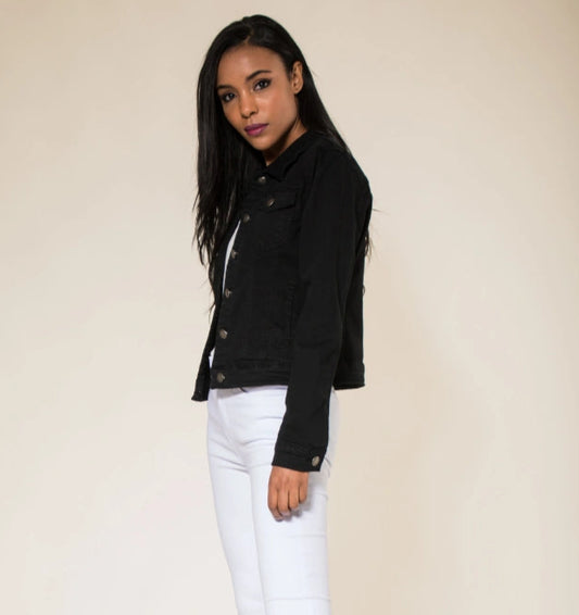 Klassisk stretch jeansjacka Svart