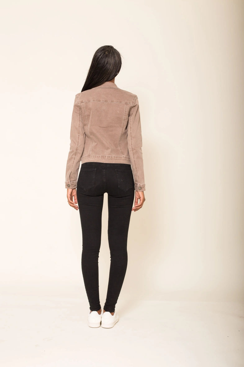 Klassisk stretch jeansjacka Taupe