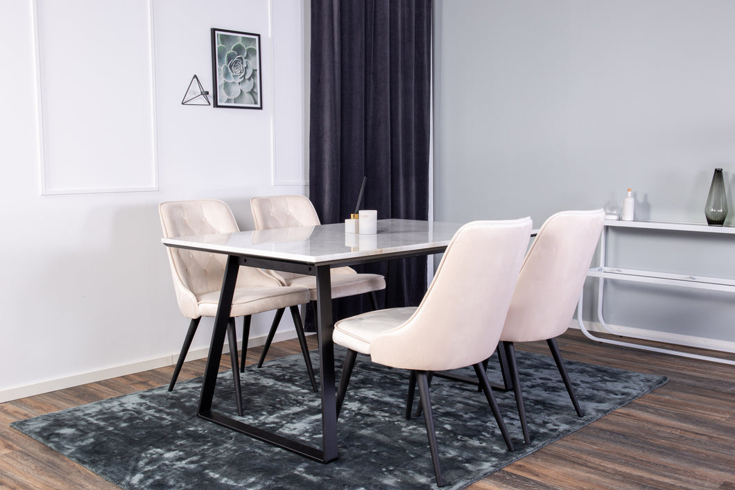 GRUPO COMEDOR, Mesa comedor 140×90 + 4 sillas comedor 