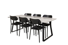 Cargar imagen en el visor de la galería, Grupo comedor Mármol 200×90cm + 6 sillas de comedor

